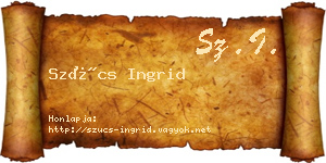 Szűcs Ingrid névjegykártya